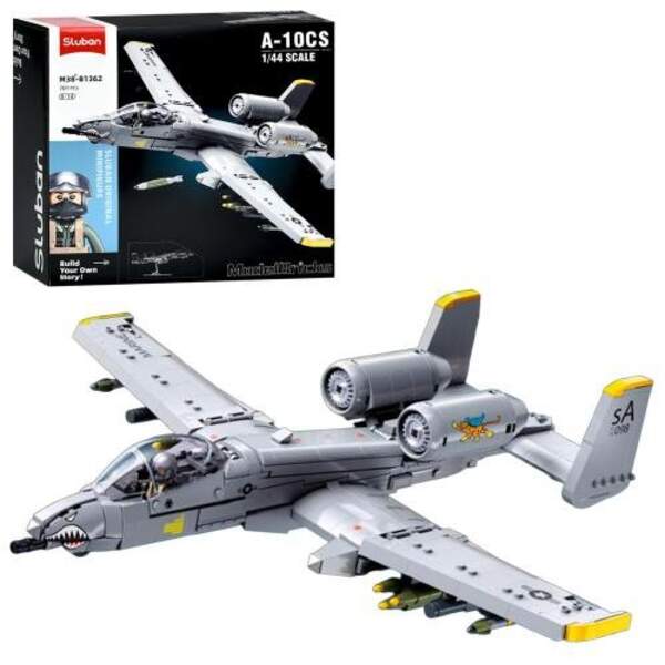 Конструктор SLUBAN M38-B1362 (12шт) військовий літак, 38-16,3см, 1:44, фігурка, 701дет, в кор-ці, 30 (шт)