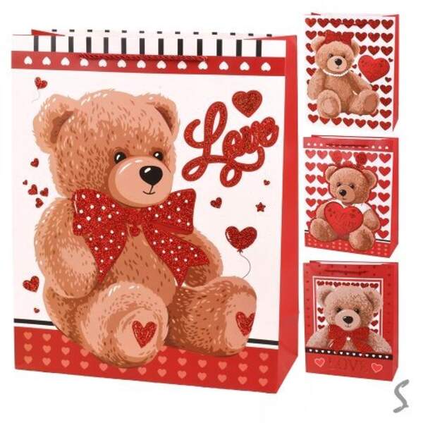 Пакет подарунковий паперовий M "Teddy Love" 26*32*10см R98089-M (480шт) (шт)