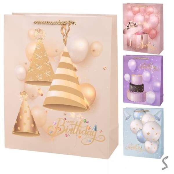 Пакет подарунковий паперовий M "Happy birthday" 26*32*10см R34654-M (480шт) (шт)
