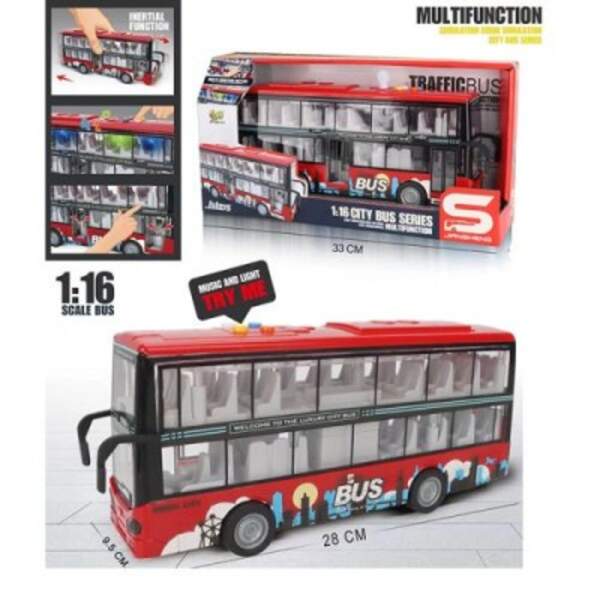 Автобус JS123B (18шт) інерція, 28см, 1:16, звук, світло, рухомі деталі, на бат-ці (табл), в кор-ці, (шт)