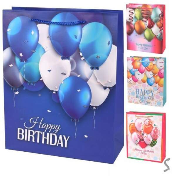 Пакет подарунковий паперовий M "Happy Birthday" 26*32*10см R95498-M (480шт) (шт)