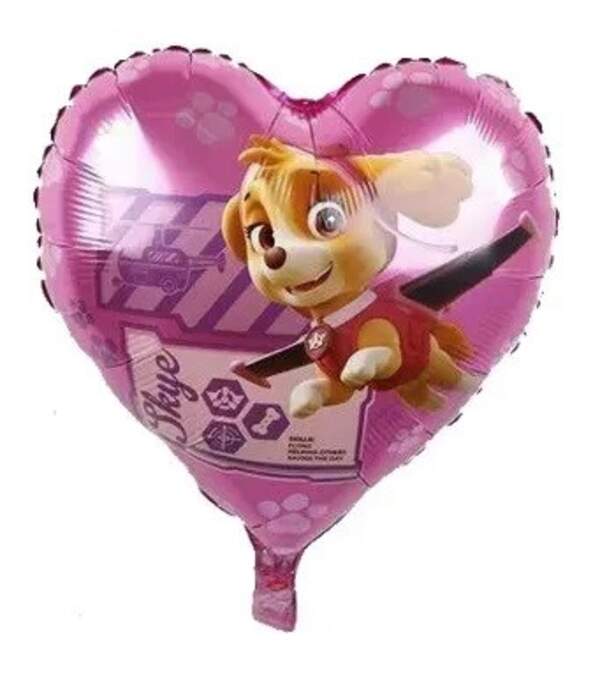Фольгована кулька СЕРЦЕ щенячий патруль рожеве Скай 18", ціна за уп.-10шт (13892) (шт)