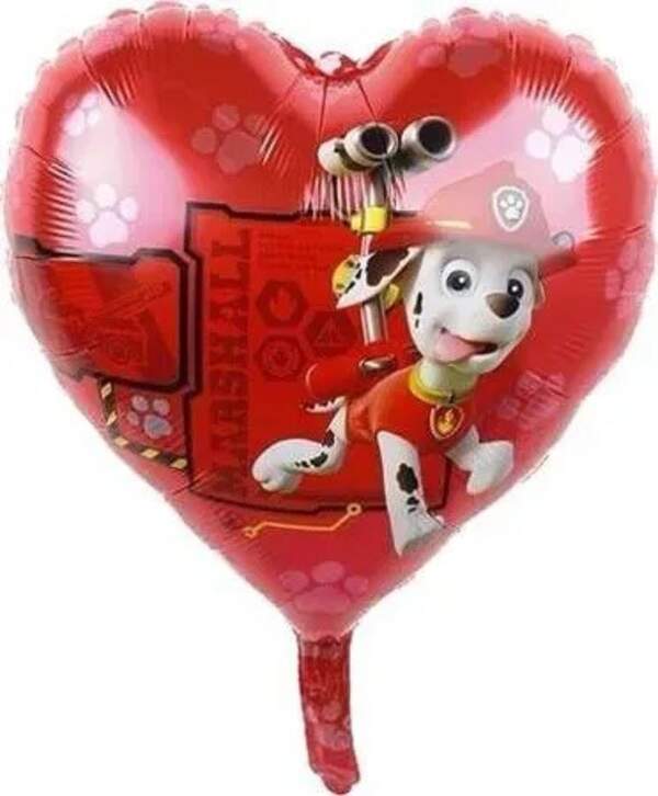 Фольгована кулька СЕРЦЕ щенячий патруль червоне Маршал 18", ціна за уп.-10шт (13891) (шт)