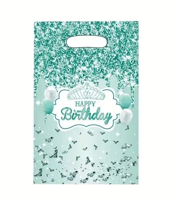 Пакет подарунковий дитячий Happy birthday корона та кульки блакит 16,5*25см ціна за уп-10 шт(15474) (шт)