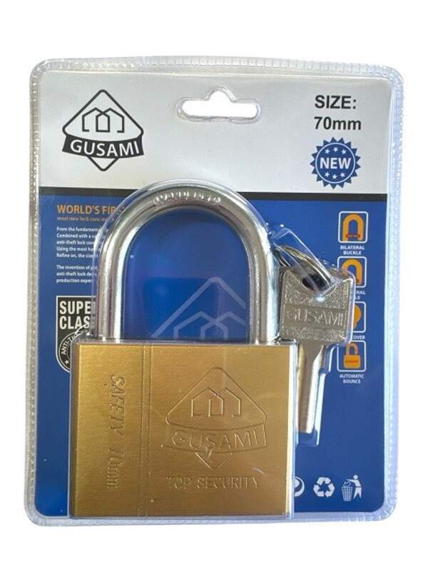 Замки з 3ключ. на аркуші золотий кол. (GUSAMI) 70мм №AGU3370-G (48) (шт)