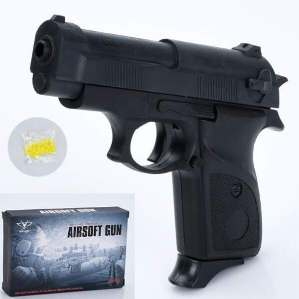 Пістолет 034 (144шт) 15см, пластикові кулі, в кор-ці, 16-10,5-3,5см (шт)