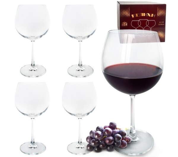 Набір келихів для вина 4шт, прозоре скло 660 мл 7051-23 (шт)