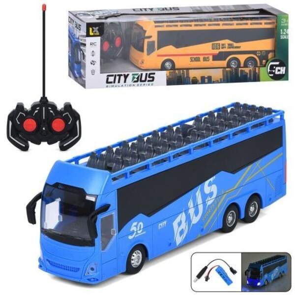 Автобус 197-5-6 (12шт) р/к, акум, 30см, 1:24, світло, гумові колеса,USBзарядне, 2 кольори, в кор-ці, (шт)