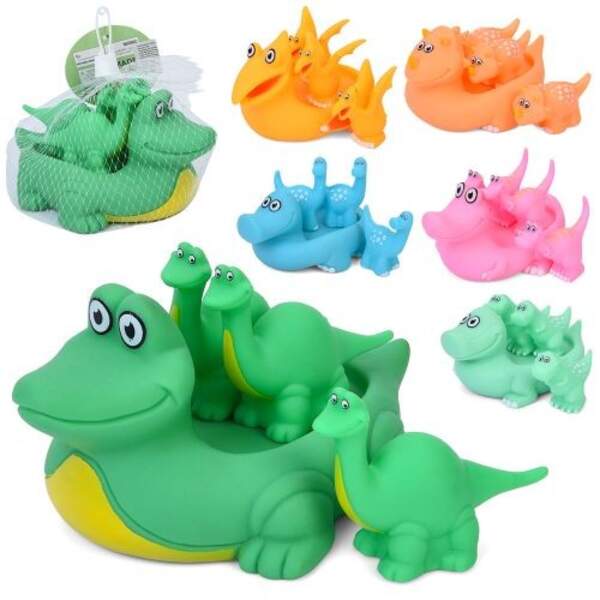 Іграшка для купання 228-1-2-3-4-5-6 (84шт) динозавр, сім'я динозаврів, набір 4шт(16см, 7см), пискавк (шт)