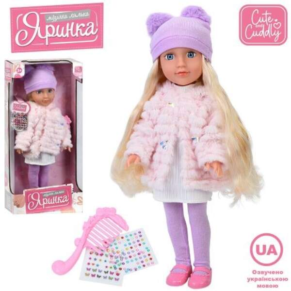 Лялька M 6234 I UA (18шт) Яринка, 40см, музика(укр), пісні, гребінець, стрази-наліпки, на бат(табл), (шт)