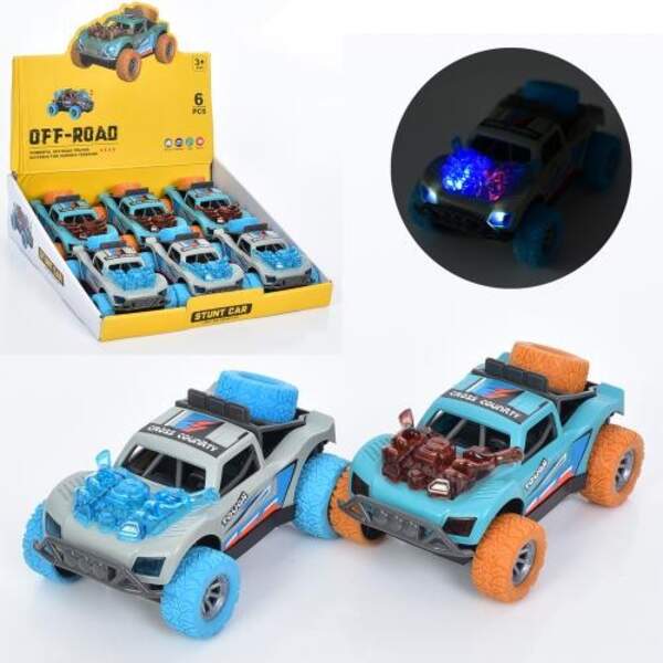 Машина D500-02 (36шт) 16см, гум.колеса, звук, світло, 6шт (2 кольори) в дисплеї, 32-31-8,5см (шт)