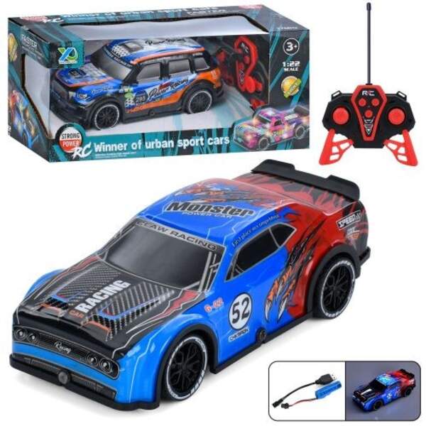 Машина YQ081-5A-10A (24шт) р/к, акум, 18см, 1:22, світло, корпус не б'ється, гумові колеса, USBзаряд (шт)