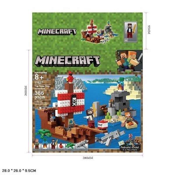Конструктор арт. 11827 (18шт/2) Minecraft  386дет. короб. 28*26*9,5см (шт)