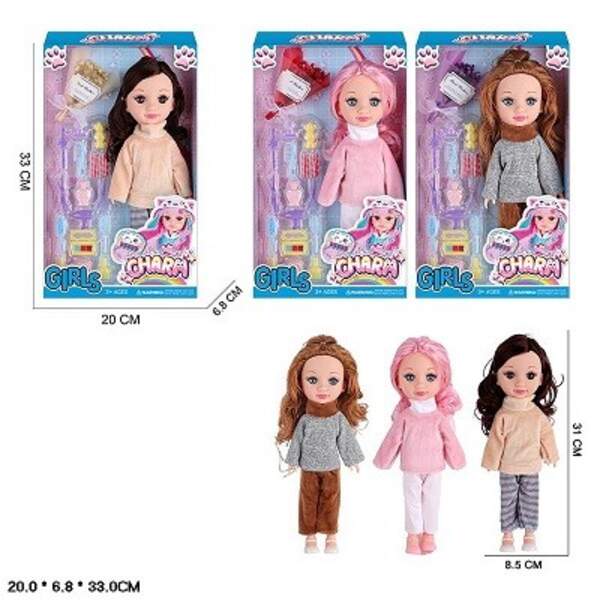 Лялька арт. 6063B-1 (60шт/2)   мікс 4 види, в зимовому вбранні, аксес короб. 20*7*33 см (шт)