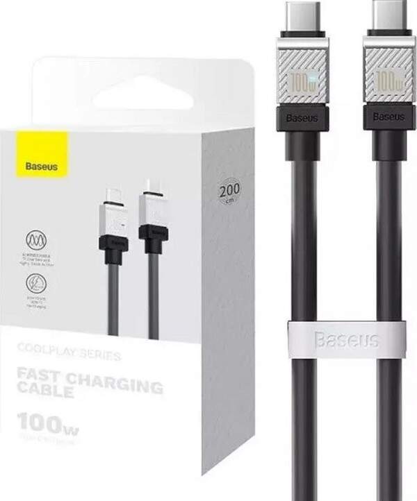 Кабель Baseus CoolPlay Series Fast Charging Cable Type-C to Type-C 100W 1m Black (CAKW000201) (шт)