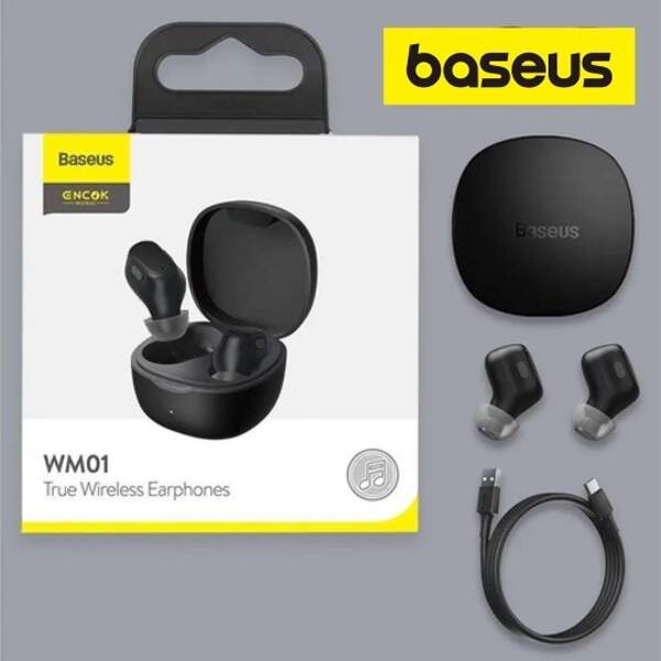 Навушники безпровідні TWS Baseus Bowie True Wireless Earphones WM01 black (NGTW370001) (шт)