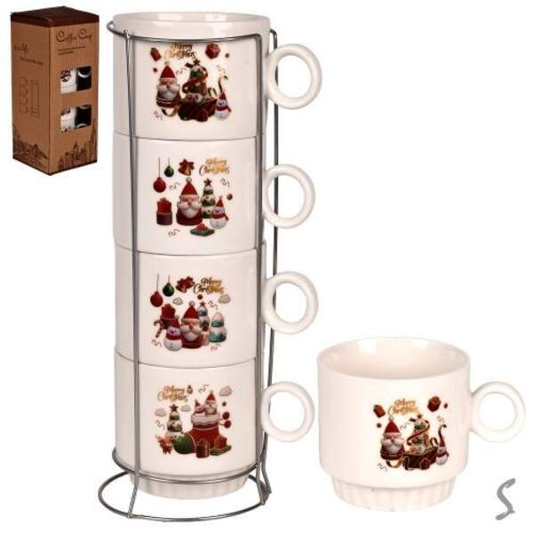 Чашки на підставці новорічні "Christmas" 5пр/наб 250мл R34145 (32наб) (шт)