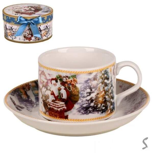 Чашка з блюдцем новорічна "Time for gifts" 2пр/наб 160мл/14см R36236 (36наб) (шт)