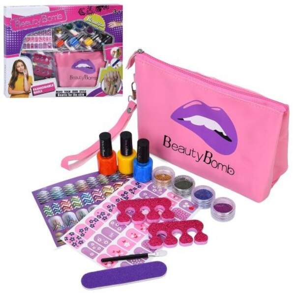 Косметика RY6272 (36шт) набір для манікюру, лак 3шт, наліпки, блиск/глітер 4шт, пилка, розділювачі д (шт)