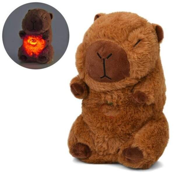 Нічник INT 0028 (36шт) капібара, 26-14-14см, плюш, спить/дихає, світло, музика, на бат-ці, у пакеті (шт)