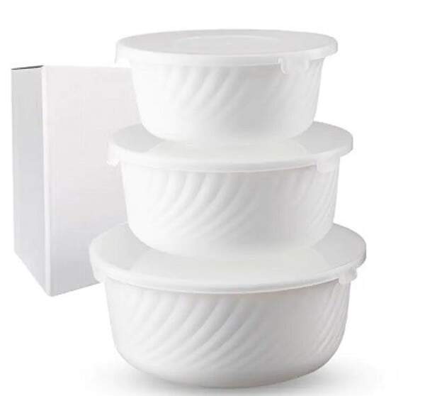 Набір салатників з кришкою білий 3шт (7,5'-1,3л, 6,5'-0,8л, 5,5'-0,530л) 30053-00 (шт)