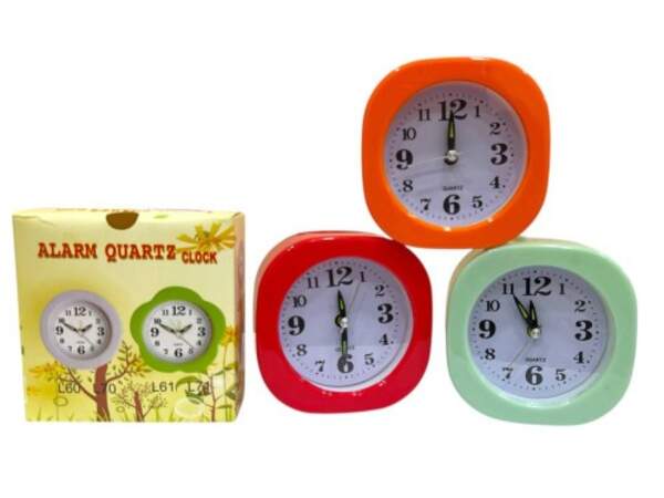 Будильник №LP72 пл. кв. (3,6 * 9,7 * 9,7) 4кол однот. з біл. екр. 1R6 у бум. кор. (200) (шт)