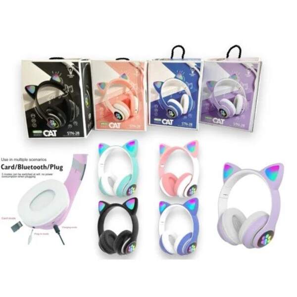 Навушники Бездротові навушники "Котики" з підсвічуванням Bluetooth CAT EAR №STN-28 (100) (шт)