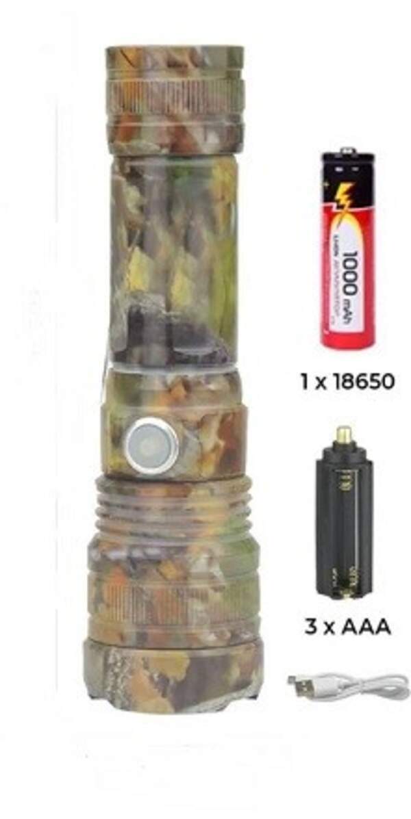 RB  265  Ліхтарик ручний  P90 металевий, протиударний + Zoom + компас/80 (шт)