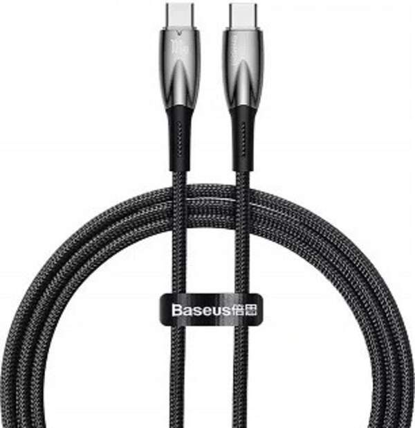 Кабель Baseus Glimmer Series Fast Charging Type-C to Type-C 100W 1m  Black (CADH000701) (шт)
