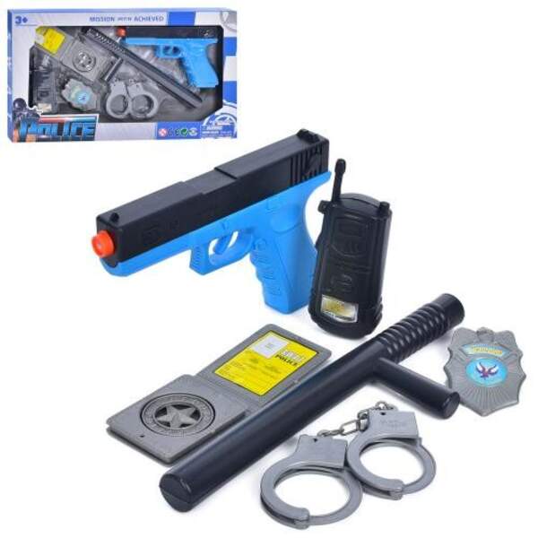 Набір зі зброєю 2315 (48шт) пістолет 22см, палиця, рація, жетон, палиця, наручники, в кор-ці, 50-29- (шт)