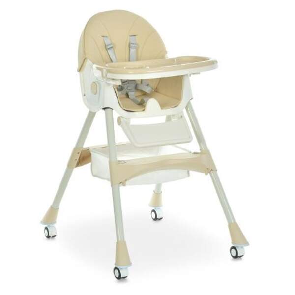 Стільчик M 6302 Beige (1шт) для годування, складний, 5-ти точ.рем., екошкіра, регул.підніжка, бежеви (шт)