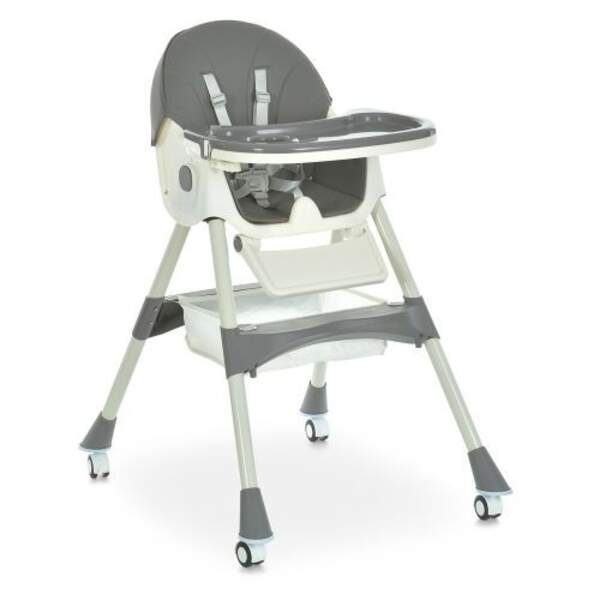 Стільчик M 6302 Gray (1шт) для годування, складний, 5-ти точ.рем., екошкіра, регул.підніжка, сірий (шт)