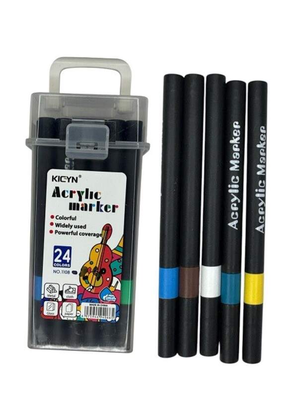 Акрилові фломастери 24кол. у пл. кор. на водній основі (4,2*6,4*14,6)см №1108-24 (120) (шт)
