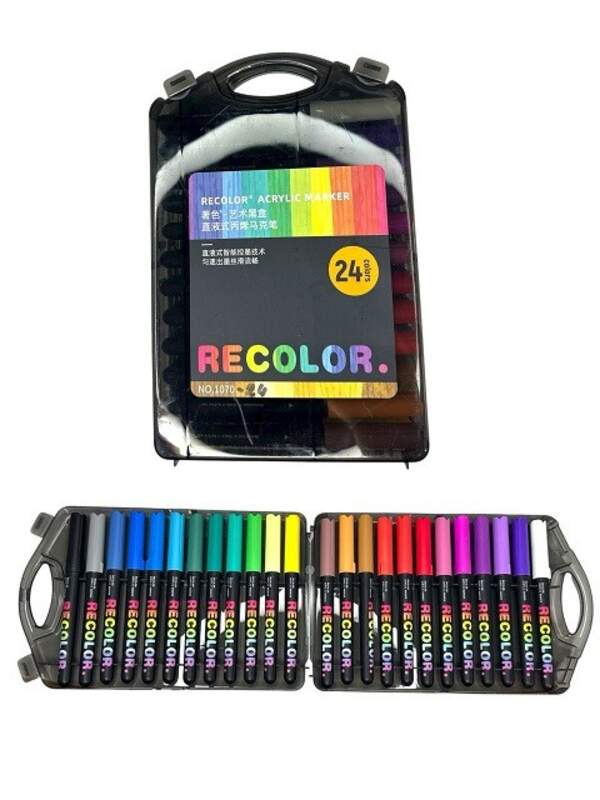 Акрилові фломастери в прозр. кор. в 24кол. на водній основі (3,3*22,5*14,5)см №1070-24 (56) (шт)