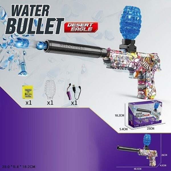 Пiстолет арт. 912-1 (72шт/2) акум.,стріляє гелевими кулями,у короб.23*5,4*18,2см (шт)