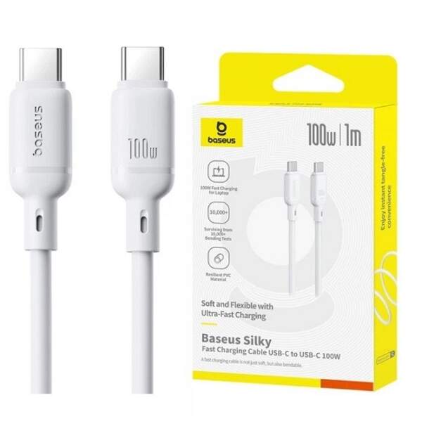 Кабель Baseus Silky Series Fast Charging Type-C to Type-C 100W 1m white (P10377704213-00) (шт)
