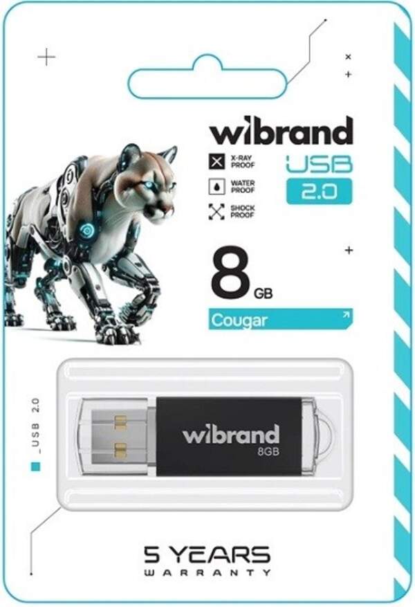 Флеш-накопичувач Flash Wibrand Cougar 8GB USB 2.0 Black (шт)