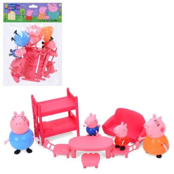 Фігурки для гри PP605-1 (48шт) PP, набір фігурок 4шт(від 5см до 8см), сім'я, меблі(ліжко, стіл, стіл (шт)