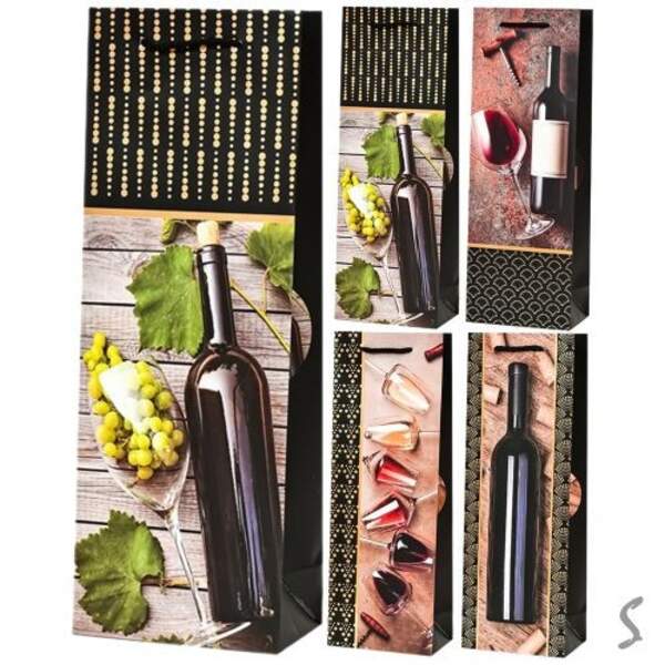 Пакет подарунковий паперовий під пляшку "Wine time" 13*8*36см R95560 (720шт) (шт)