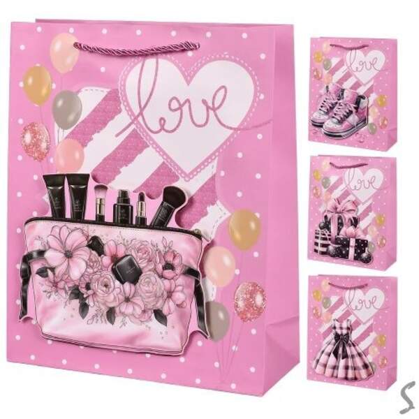 Пакет подарунковий паперовий M "Love 3D" 26*32*10см R98484-M (480шт) (шт)