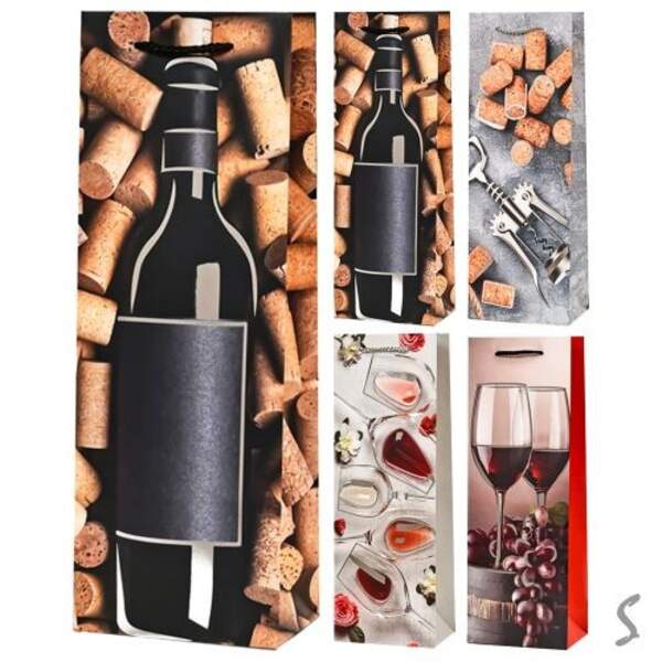 Пакет подарунковий паперовий під пляшку "Wine party" 13*8*36см R95556 (720шт) (шт)