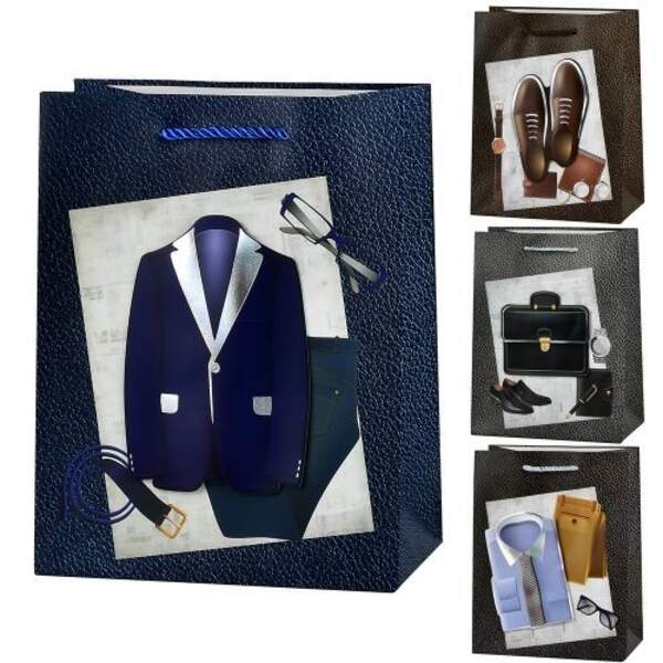 Пакет подарунковий паперовий M "Gentleman 3D" 26*32*10см R33155-M (480шт) (шт)