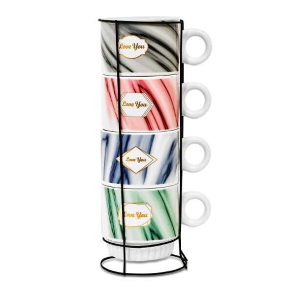 Чашки на підставці "Love you" 5пр/наб 220мл R93948 (32наб) (шт)