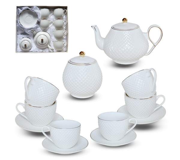 Сервіз чайний 14пр. "Белла"  (чайник 1л, цукорниця 460 мл, чашка 260мл, блюдце 13,5см) 18041-00 (шт)