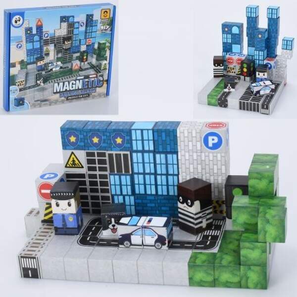 Конструктор 2032-2034 (9шт) магнітний, поліція, куб 2см, 2 види (100дет, 110дет), в кор-ці, 24-21-2, (шт)