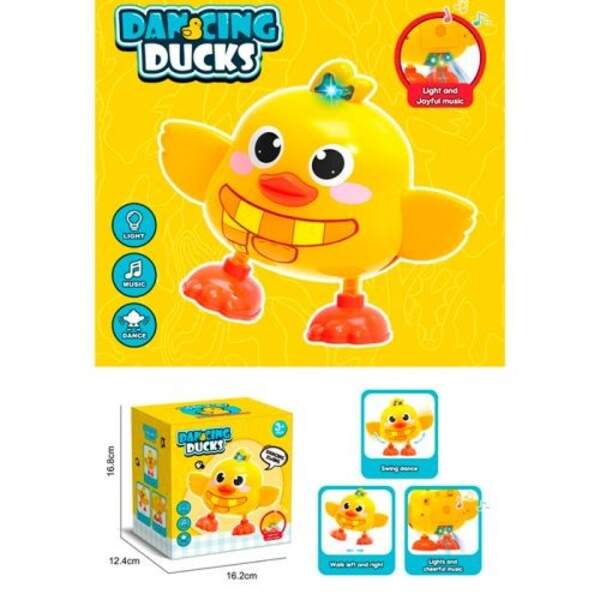 Музична іграшка 9910 (18шт) каченя, 16см, музика, світло, танцює, на бат-ці, в кор-ці, 16,5-16,5-12, (шт)