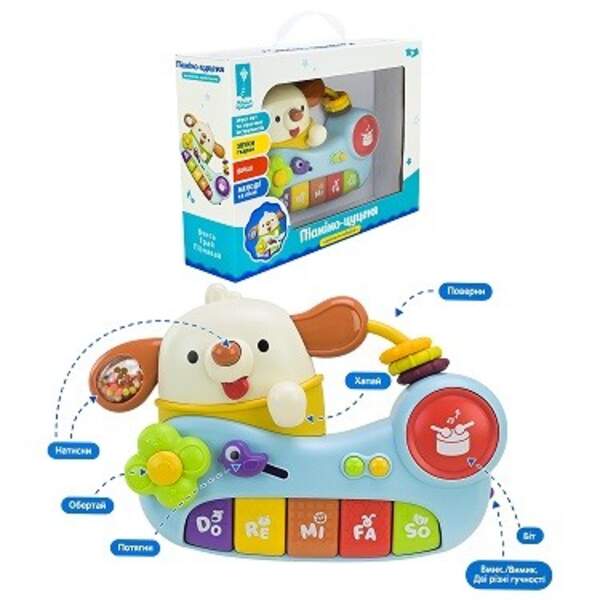 Піаніно муз. арт.PL-724-08 (12шт) "Грайся та навчайся", батар, укр.мова, звуки,пісні,тактильні части (шт)