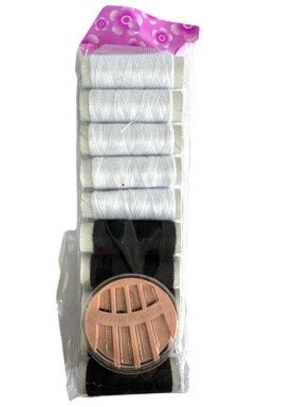 Нитки з голками №40/2-50Y-2 50яр 10шт чорн. +біл. 45м/1,5гр у кл. без наклейки (240) (шт)