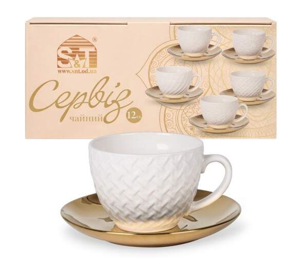 Сервіз чайний " Golden Anfen " 12ел.(чашка 250 мл, блюдце 15 см) 04-001-004 (шт)