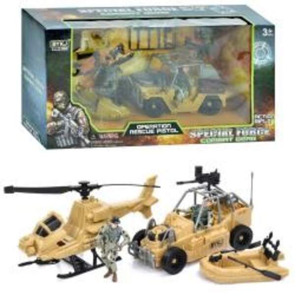 Набір з фігурками 6629AB (18шт) військовий, транспорт 3шт, солдати, зброя, 2 види, в кор-ці, 45,5-22 (шт)